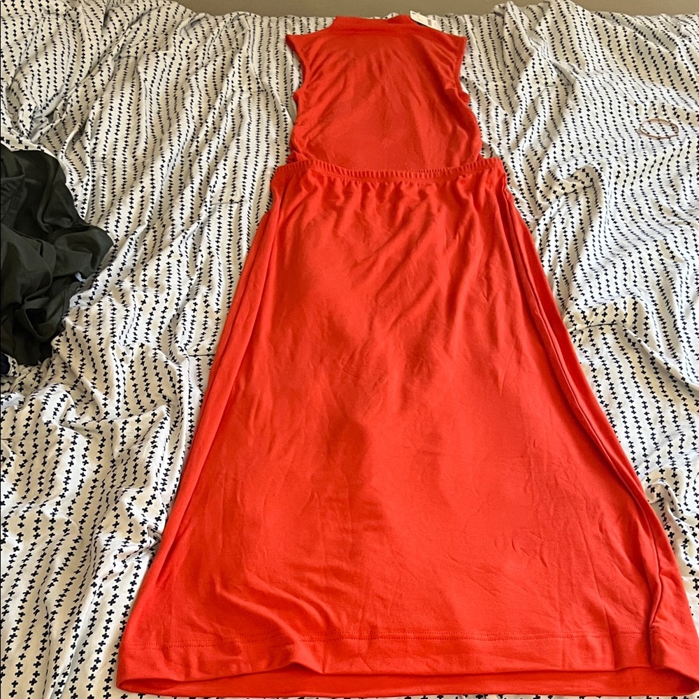 Free People Red Orange Skirt Set